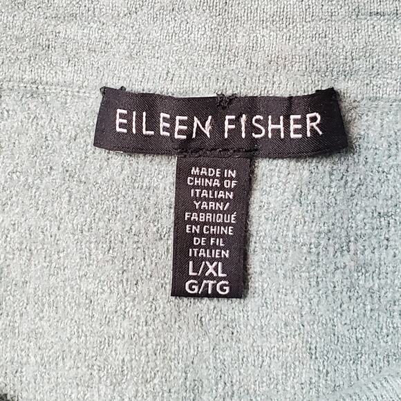 Eileen Fisher Women's Size L/XL Merlino Wool 3/4 Length Sleeve Sweater Green - Picture 6 of 9